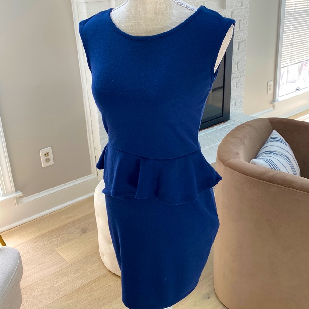 Soprano Navy Blue Peplum Dress